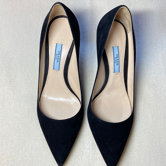 Prada Shoes - Prada Black Suede Pump Size 35 1/5